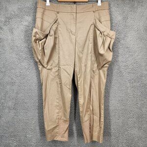 BCBGMAXAZRIA Women's‎ Size 10 Beige Flat Front Crop Baggy Pocket Dress Pants